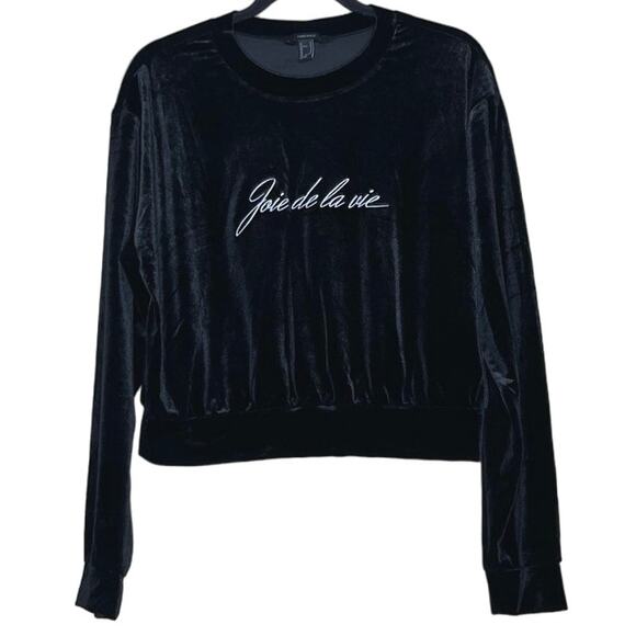 Forever 21 Joie de la vie Black Knit Velvet Pullover Cropped Top, Glam - Picture 1 of 5